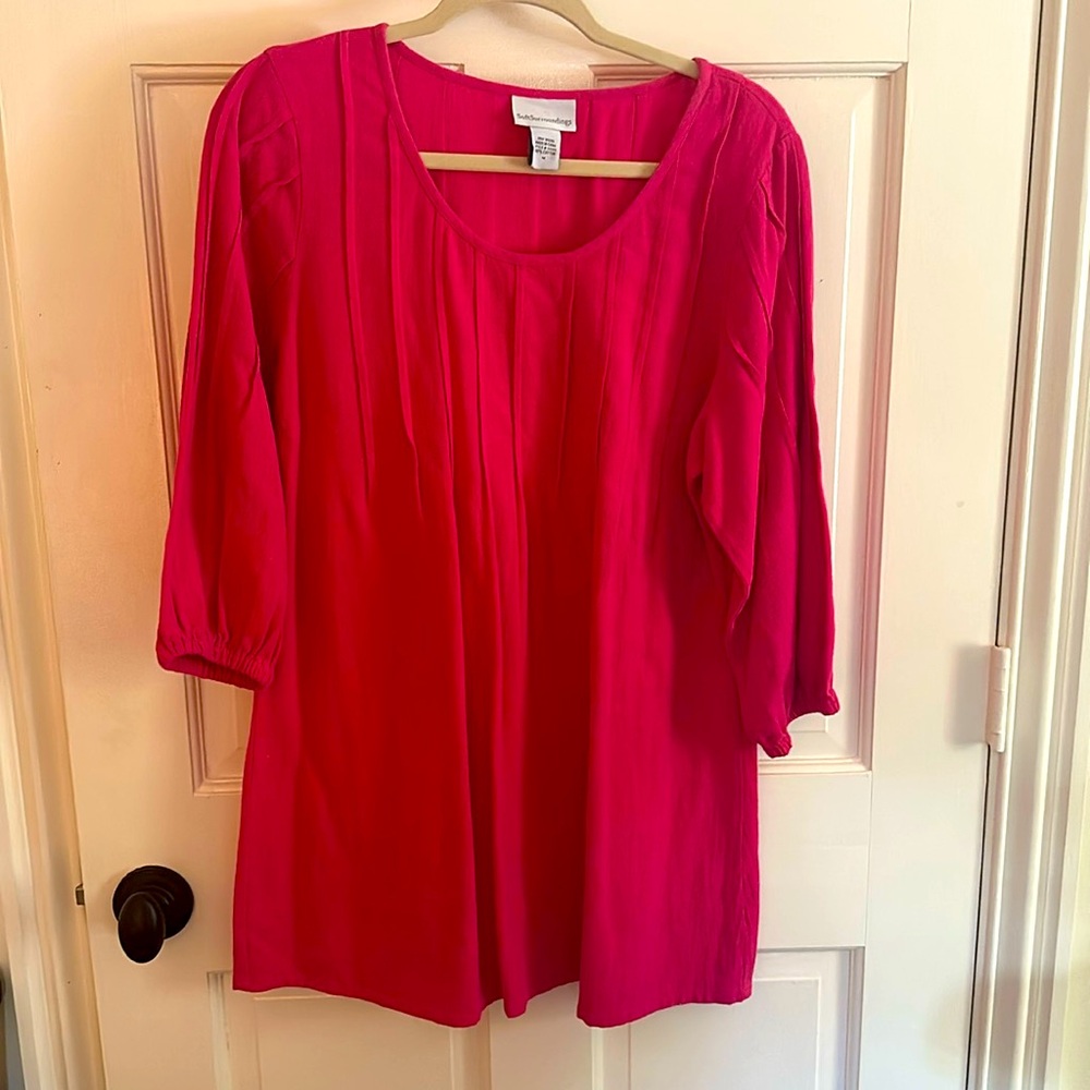 Soft Surroundings Hot Pink Pleated Front Tunic sz medium